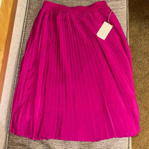 NWT Pink Pleated Midi Skirt - Picture 2 of 3